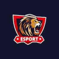 Vetor grátis logotipo esport de leão desenhado a mão