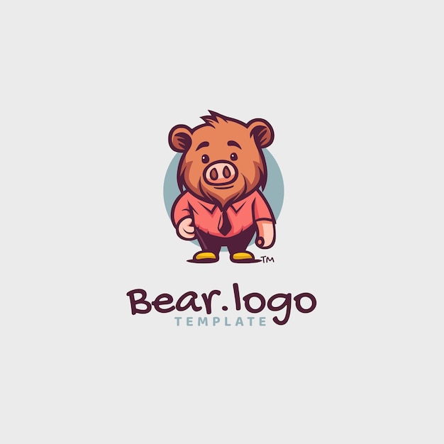 Vetor grátis logotipo fofo de mascote bearpig