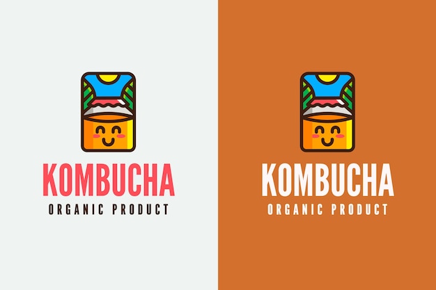 Logotipo kombucha de design plano