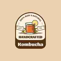 Vetor grátis logotipo kombucha desenhado a mão