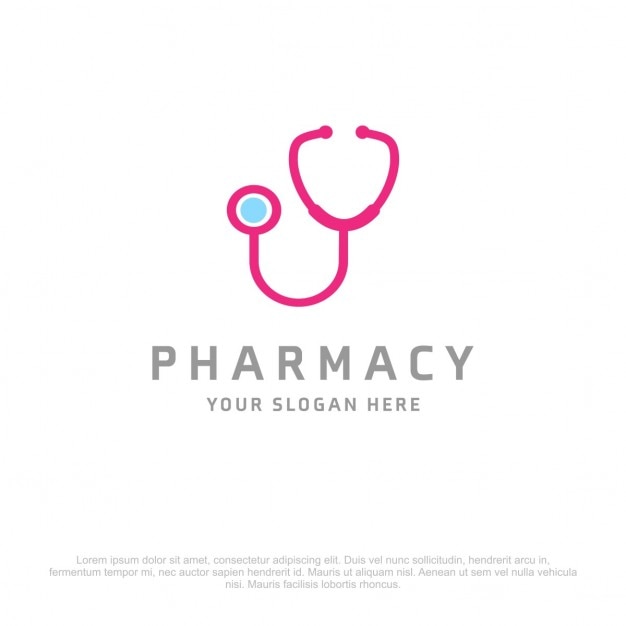 Vetor grátis logotipo médico azul e rosa