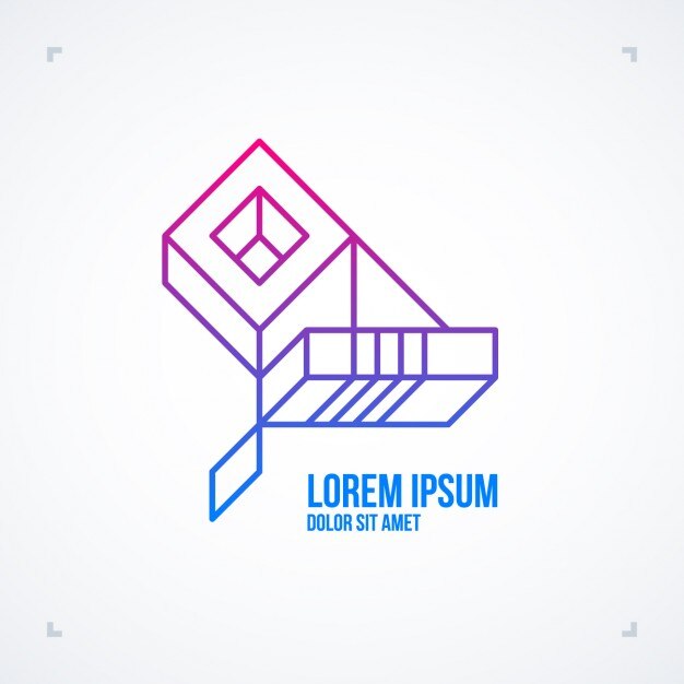 Vetor grátis logotipo modelo geométrico com linhas coloridas