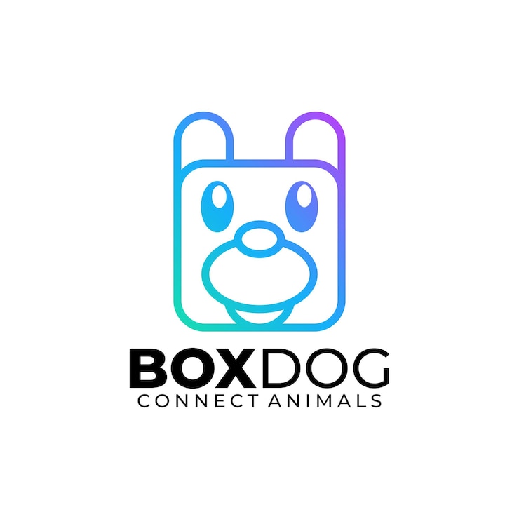 Vetor grátis logotipo moderno de contorno de cachorro de caixa