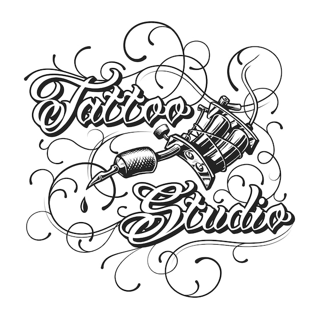 Logotipo monocromático de estúdio de tatuagem vintage