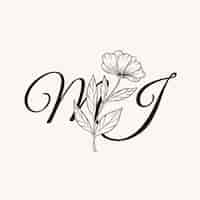 Vetor grátis logotipo monograma floral desenhado à mão