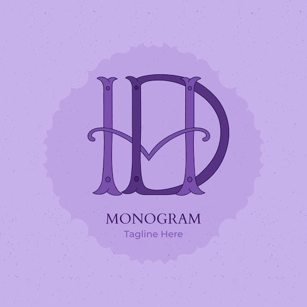 Logotipo monograma hd desenhado a mão