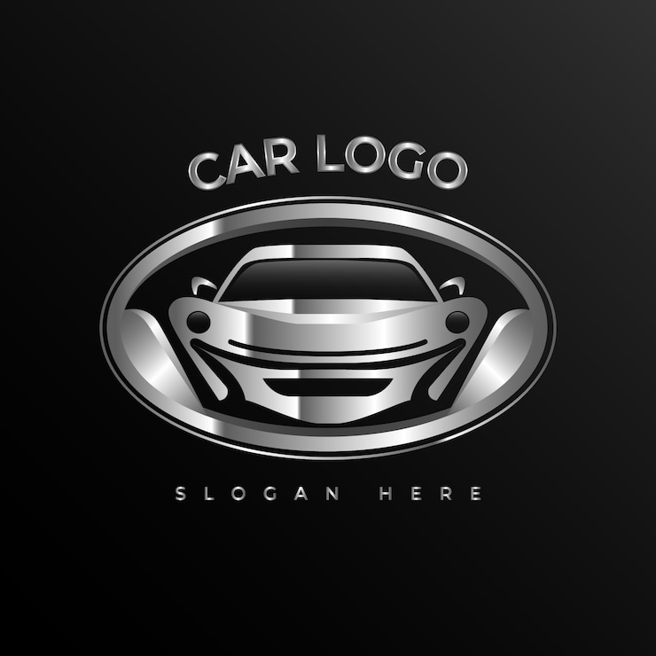 Vetor grátis logotipo realista de carro metálico