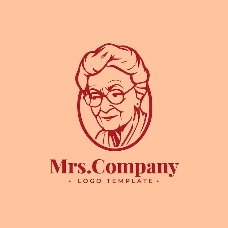 Vetor grátis logotipo retrato de mulheres idosas