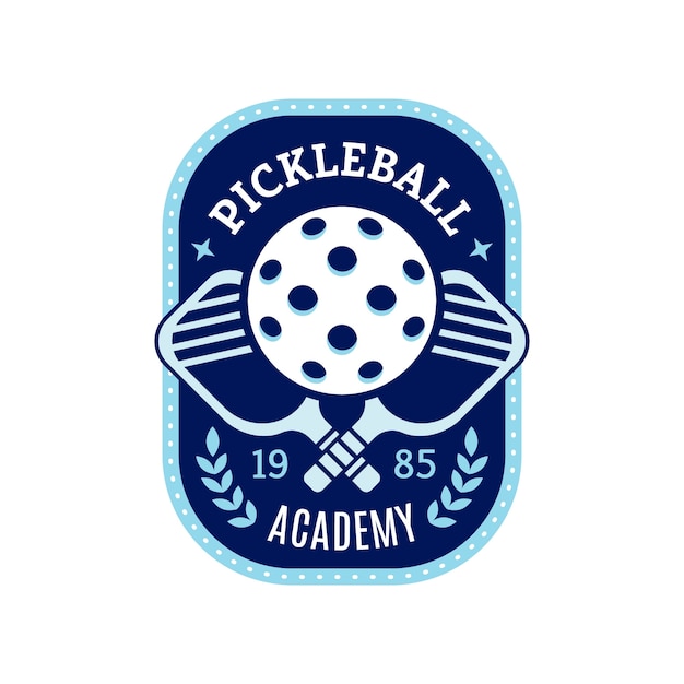 Logotipo vintage de pickleball de design plano