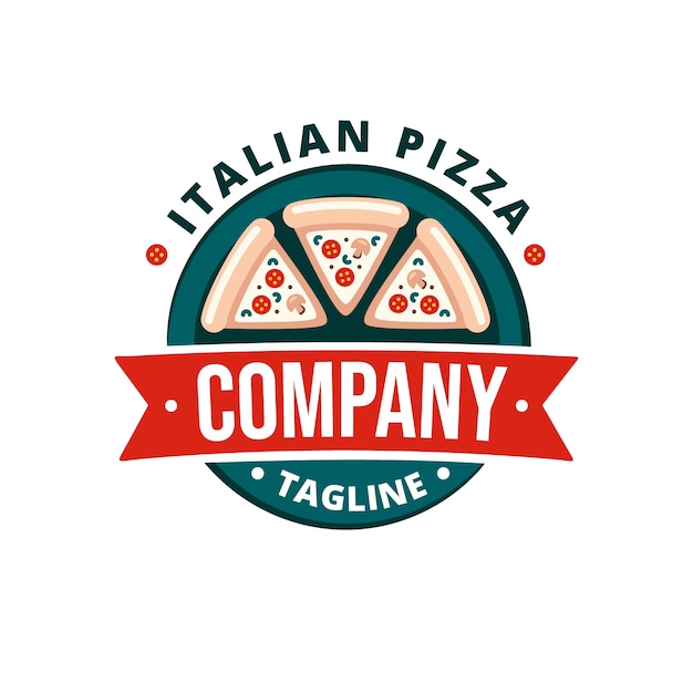 Logotipo vintage de pizzaria de design plano
