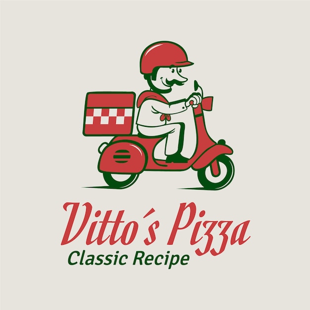 Logotipo vintage de pizzaria desenhado a mão