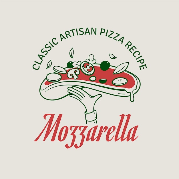 Logotipo vintage de pizzaria desenhado a mão