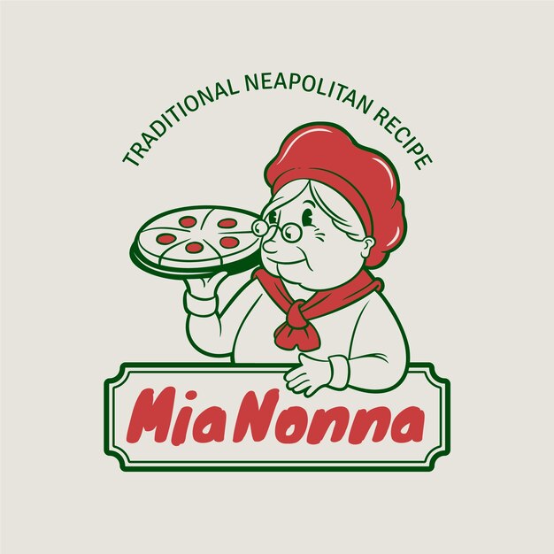 Logotipo vintage de pizzaria desenhado a mão