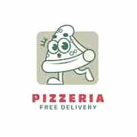 Vetor grátis logotipo vintage de pizzaria desenhado a mão