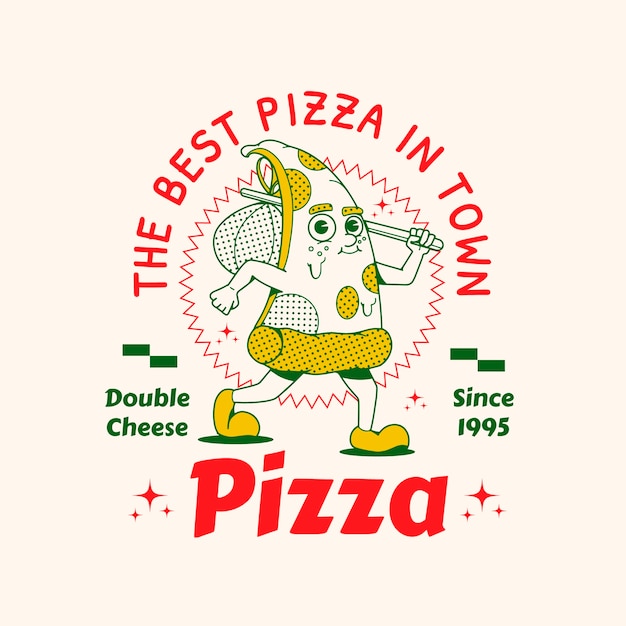 Logotipo vintage de pizzaria desenhado a mão