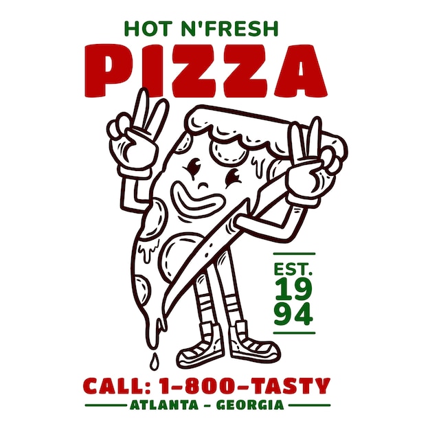 Logotipo vintage de pizzaria desenhado a mão