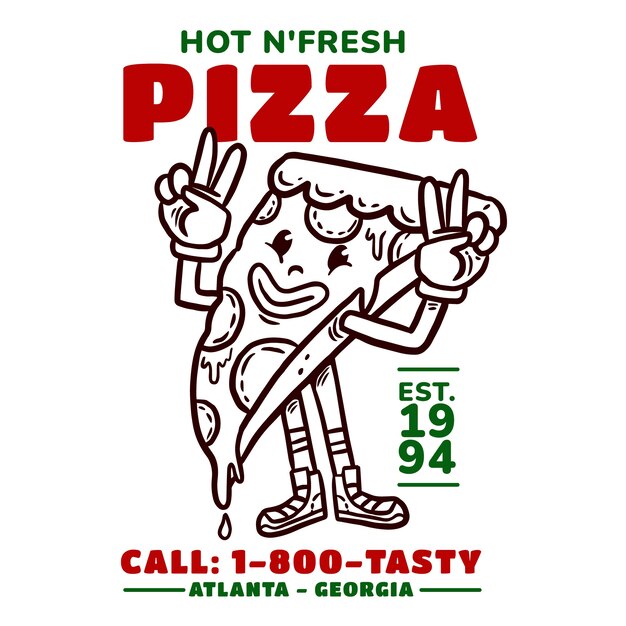 Logotipo vintage de pizzaria desenhado a mão