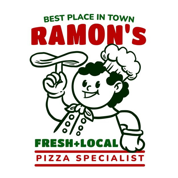 Logotipo vintage de pizzaria desenhado a mão