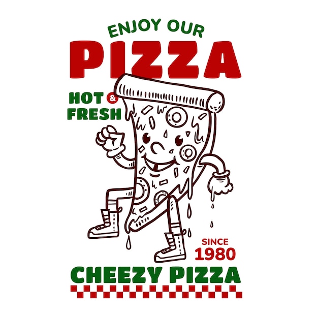 Logotipo vintage de pizzaria desenhado a mão