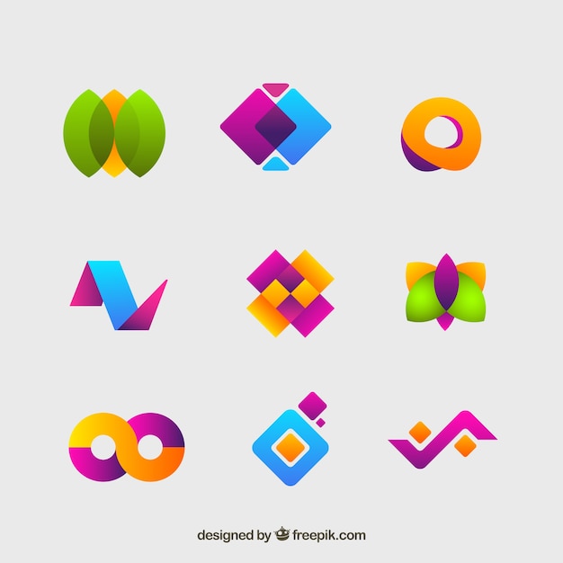 Vetor grátis logotipos abstratos com cores diferentes