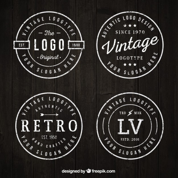 Vetor grátis logotipos arredondados vintage ajustados