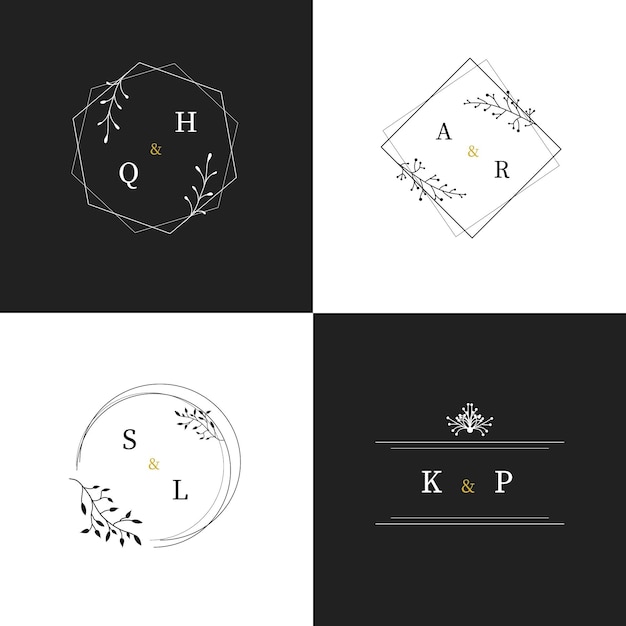 Logotipos caligráficos de monograma de casamento