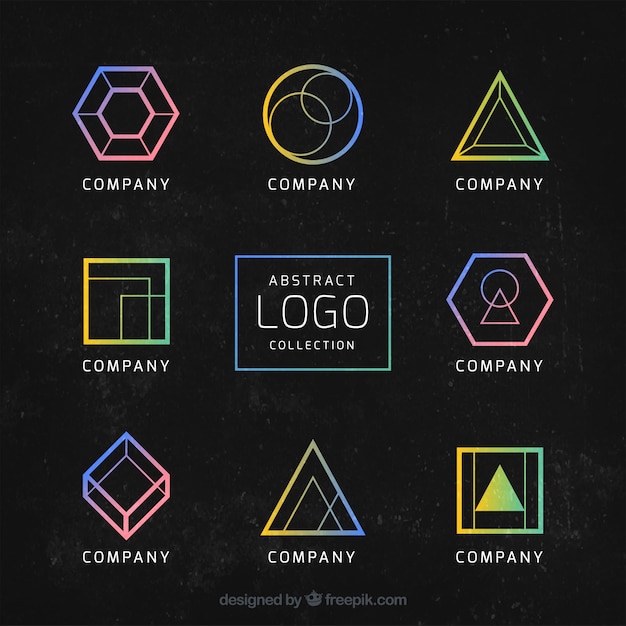 Vetor grátis logotipos coloridos com figuras geométricas