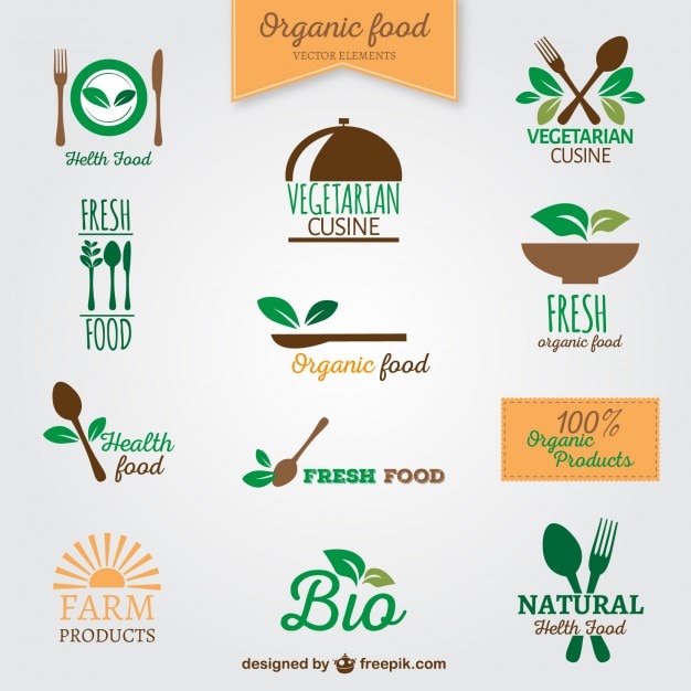Vetor grátis logotipos de alimentos orgânicos
