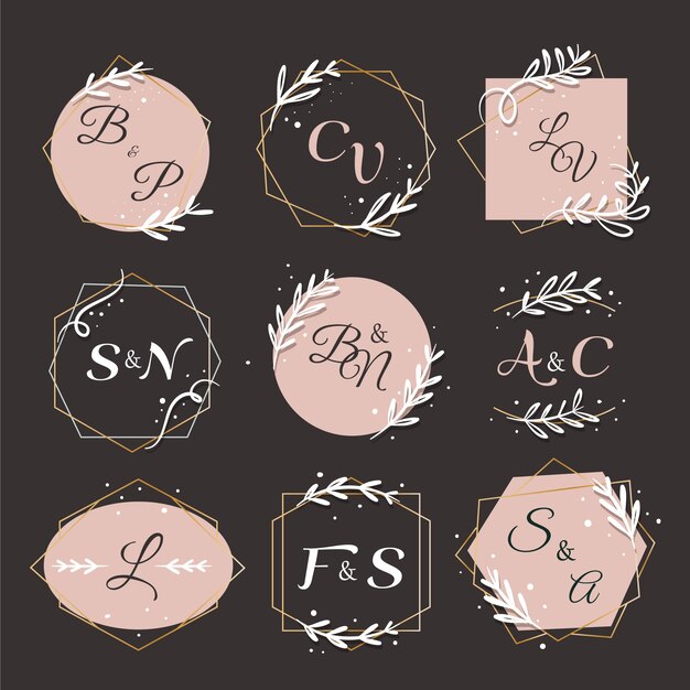 Logotipos de casamento de design elegante