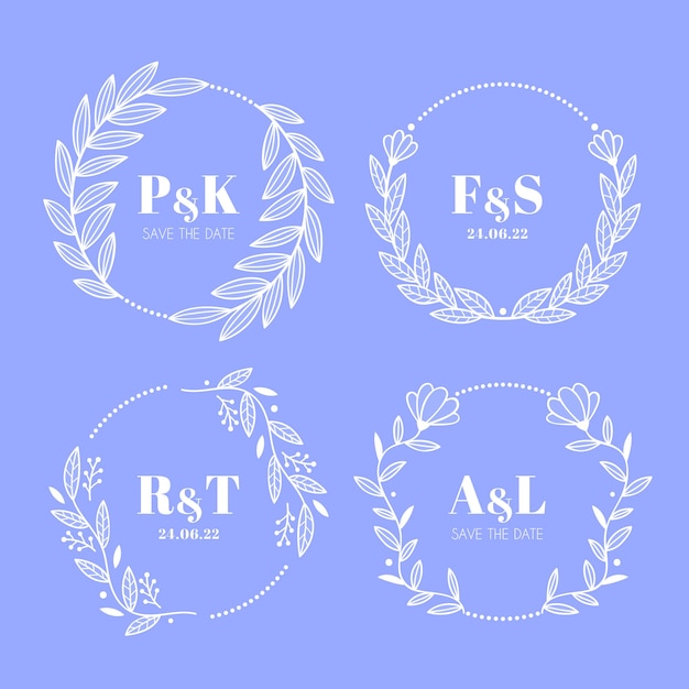 Vetor grátis logotipos de coleção de casamento floral