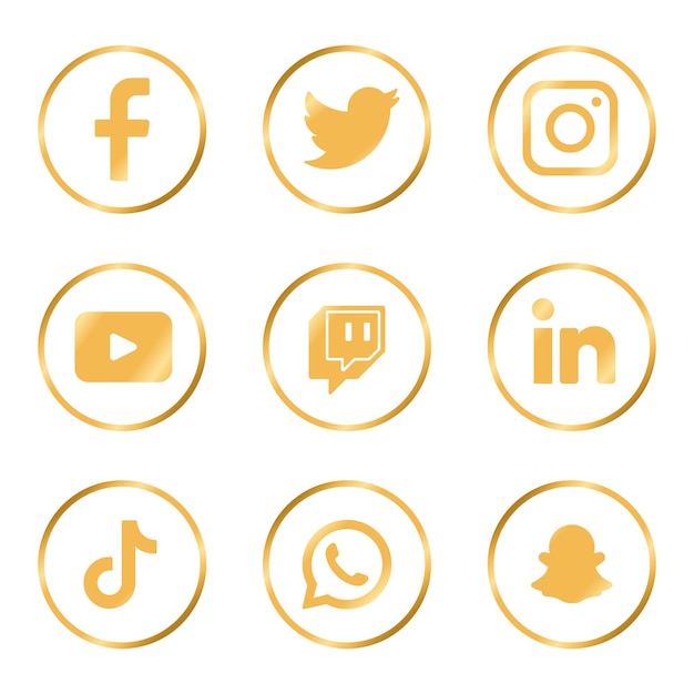 Vetor grátis logotipos de mídia social em gradiente dourado