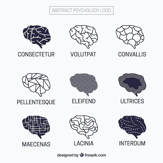 Vetor grátis logotipos de psicologia com desenhos abstratos