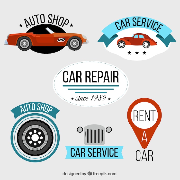 Vetor grátis logotipos do serviço do carro
