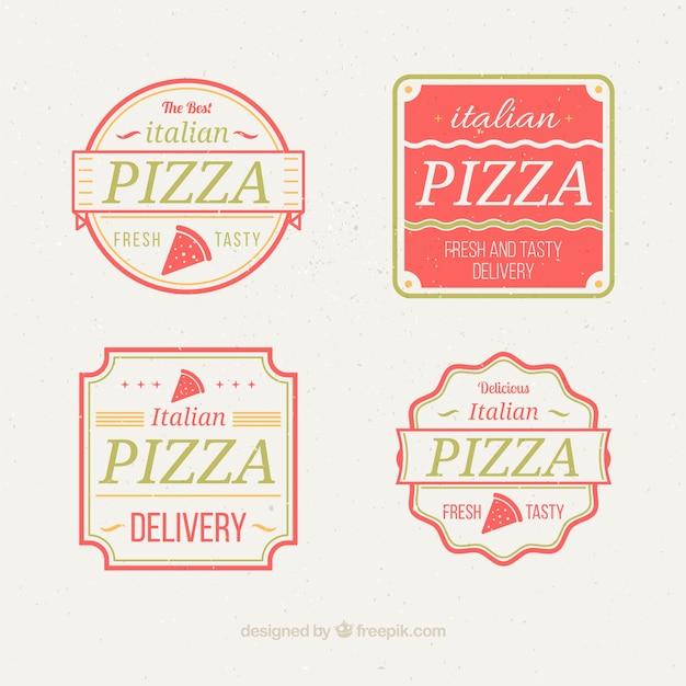 Vetor grátis logotipos emoldurados para pizza