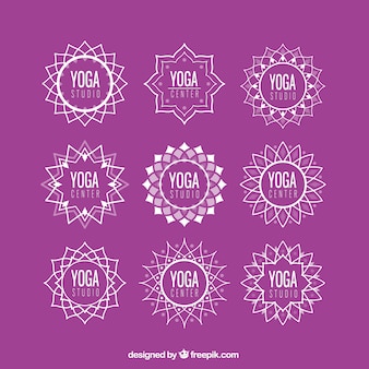 Logotipos florais abstratos yoga set