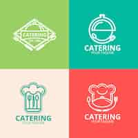 Vetor grátis logotipos lineares de catering plano