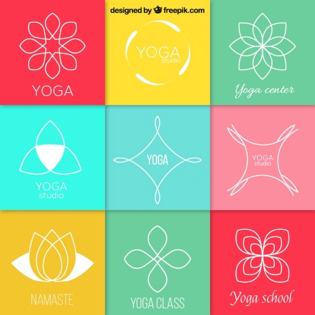 Vetor grátis logotipos yoga abstracto
