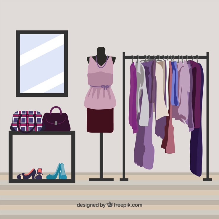 Vetor grátis loja de roupas violet