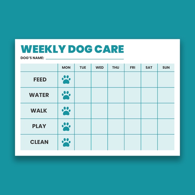 Vetor grátis lola monocolor simples, a programação semanal de cuidados com o cachorro