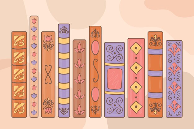 Lombada de livro plana desenhada à mão