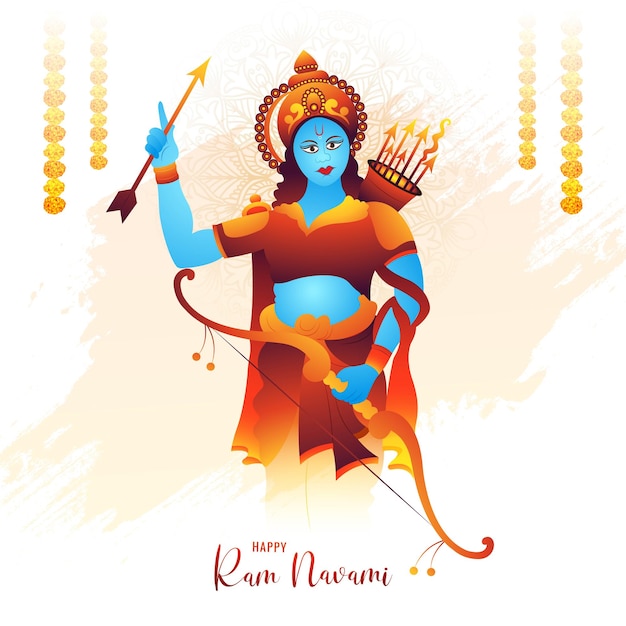 Lord rama shree ram navami festival deseja fundo de celebração de cartão