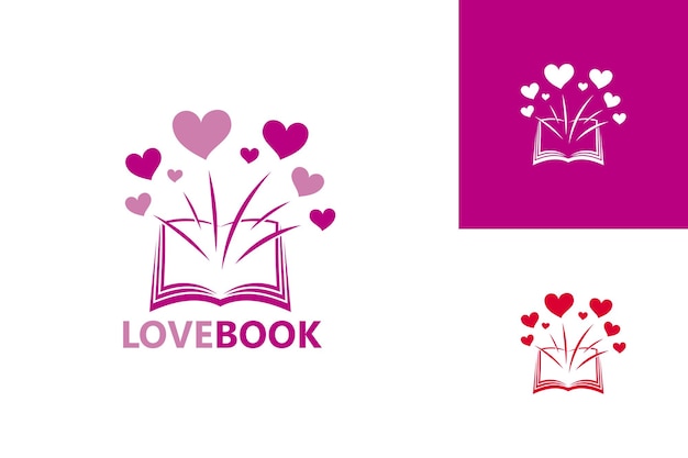 Love book logo design template vector, emblem, design concept, creative symbol, icon