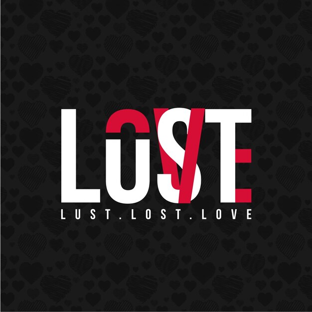 Love luto perdeu cartão tipográfico com fundo padrão escuro