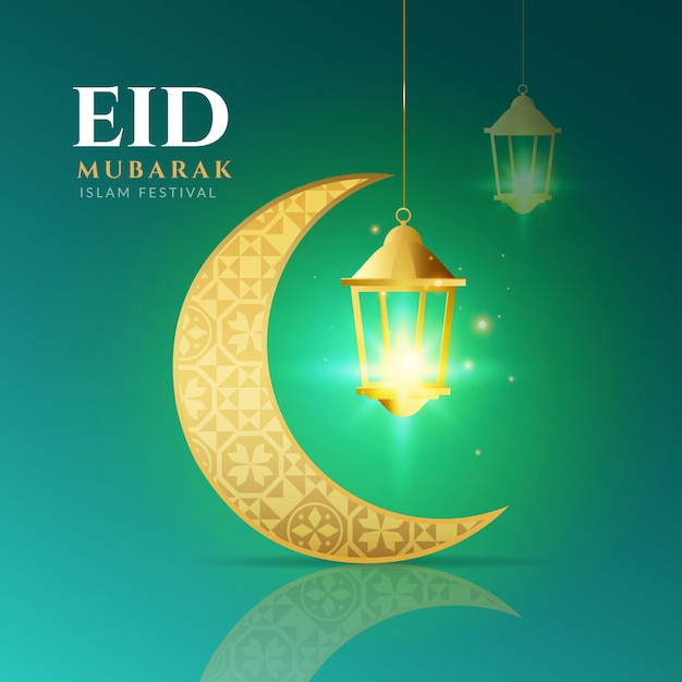 Lua dourada árabe realista eid mubarak