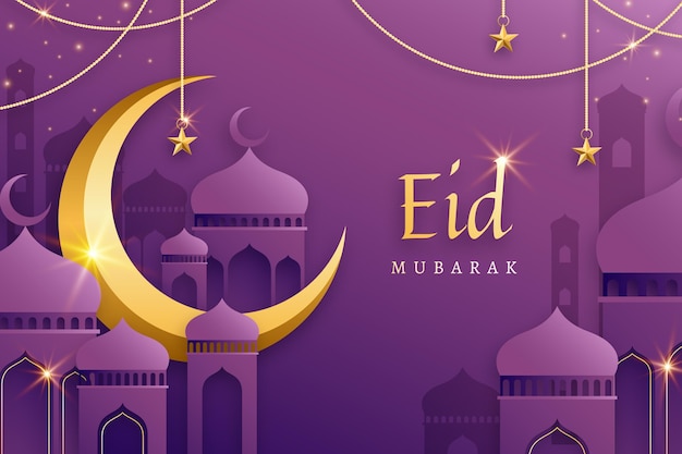 Lua dourada design plano eid mubarak
