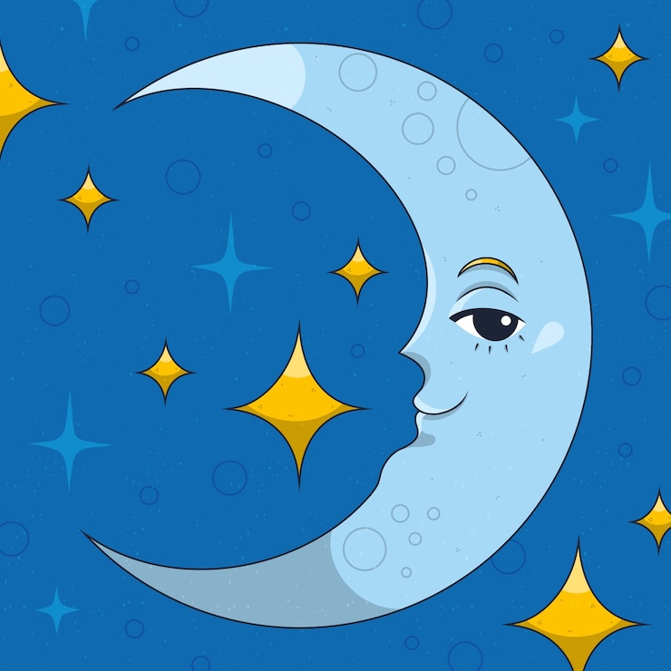 Vetor grátis lua e estrelas desenhando ilustração
