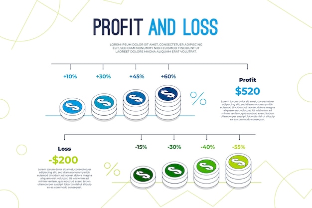 Lucro e perda - conceito de infográfico