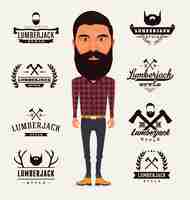 Vetor grátis lumberjack coleção modelos de logotipo