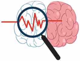 Vetor grátis lupa e cérebro humano