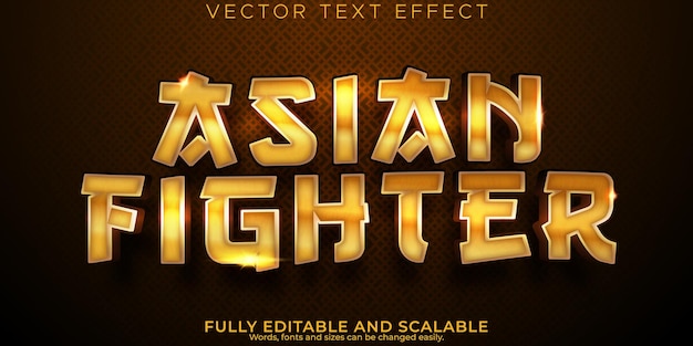 Lutar estilo de texto editável de karatê e kungfu com efeito de texto da ásia